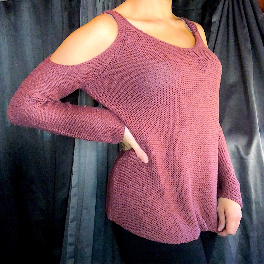 Knitted Cold Shoulder Rose Blouse